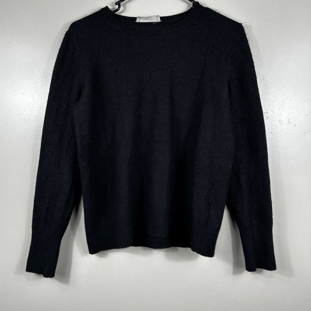 EVERLANE THE CLASSIC CREW IN CASHMERE SWEATER BLACK SIZE MEDIUM - Picture 4 of 10